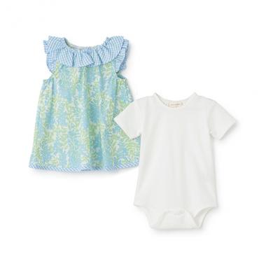 フラワープリントボディスーツセット