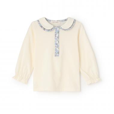 小花柄コンビブラウス