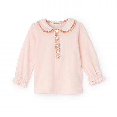 小花柄コンビブラウス