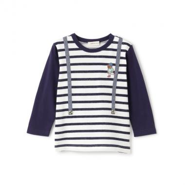 ベア刺しゅうサスペンダー長袖Tシャツ