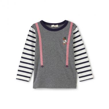 ベア刺しゅうサスペンダー長袖Tシャツ