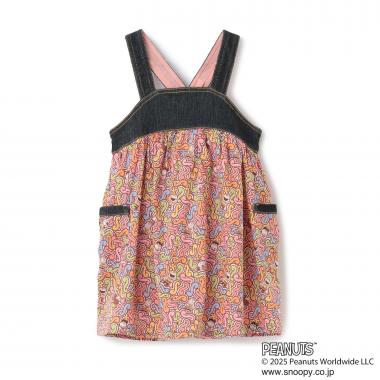 【PEANUTS】デニム切替ジャンパースカート