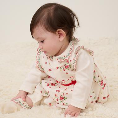 【オーガニック】野イチゴエプロンつきカバーオール【日本製】