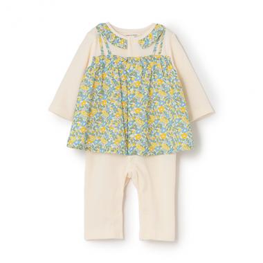 小花柄レイヤードカバーオール