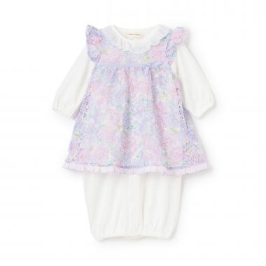 フラワーレースエプロンつき2WAYオール【日本製】