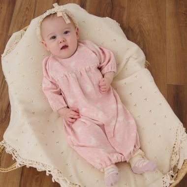 【オーガニック】ウサギジャカード2WAYオール【日本製】