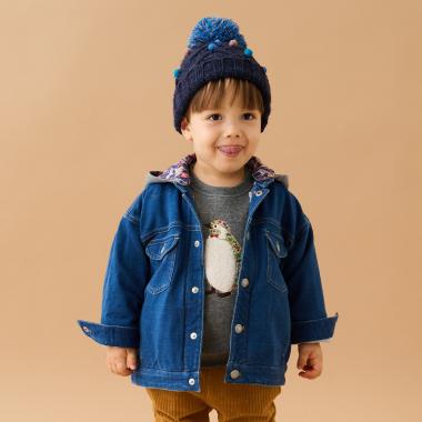 3WAYフード付ニットデニムジャケット