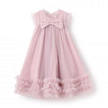 ドットチュールリボンドレス