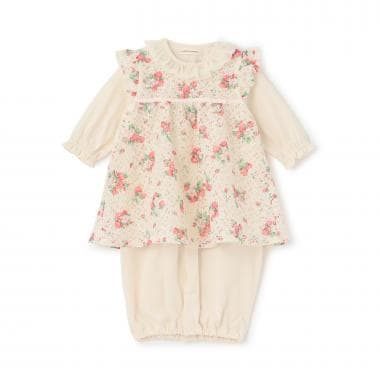 野イチゴレースエプロンつき2WAYオール【オーガニック】【日本製】