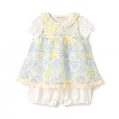 アジサイレースエプロンつきショートオール【オーガニック】【日本製】