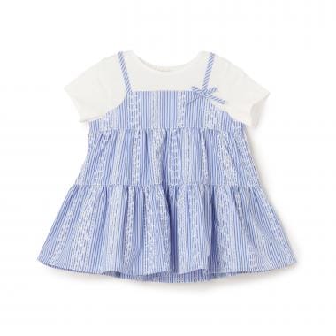 レースプリントストライプドッキングチュニック