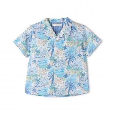 リバティプリント開衿シャツ