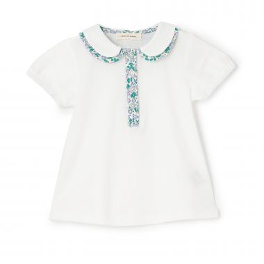 小花柄コンビブラウス