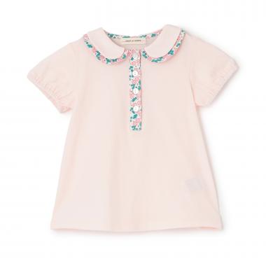 小花柄コンビブラウス