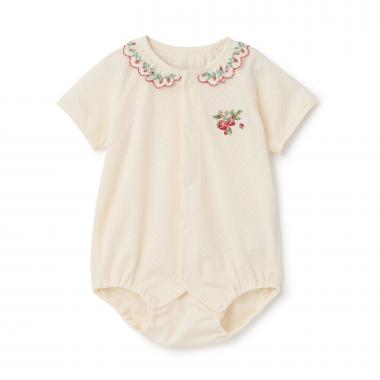 オーガニック野イチゴ刺しゅうボディスーツ