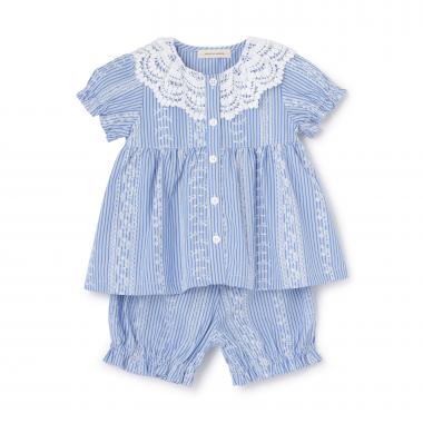 レースプリントストライプベビースーツ