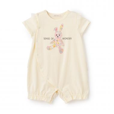 リバティウサクマアップリケ半袖ショートオール