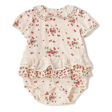 野イチゴフリルロンパース【日本製】