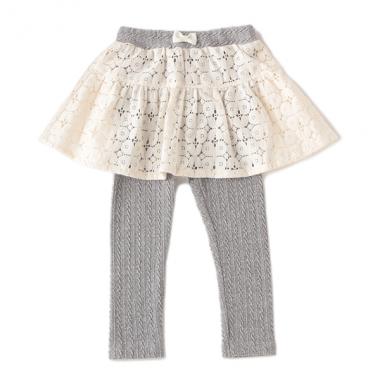 オーガニックコットン アイリッシュスカートつきケーブルレギンス【日本製】