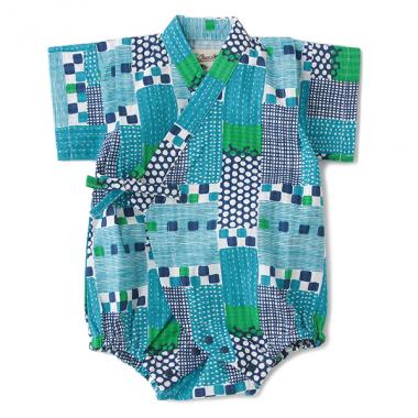 接触冷感 イロイロモザイク甚平オール