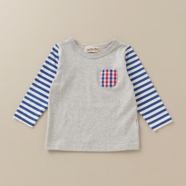 袖ボーダー長袖Tシャツ