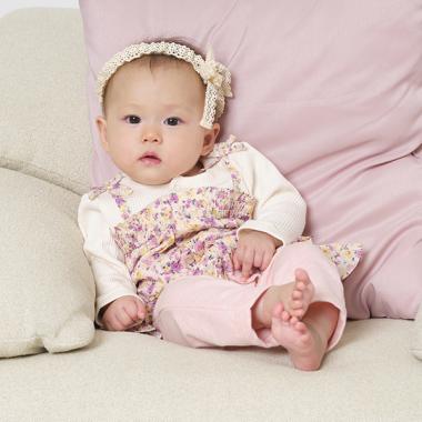 小花柄レイヤードカバーオール