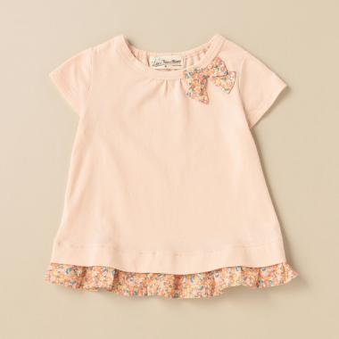 小花柄リボン半袖Tシャツ