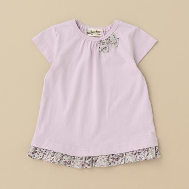 小花柄リボン半袖Tシャツ