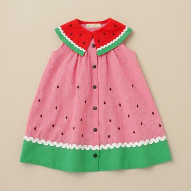 スイカギンガムワンピース