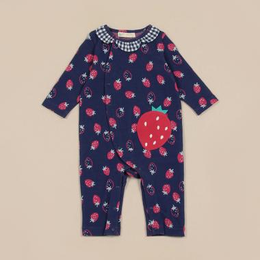 いちごジャカードカバーオール