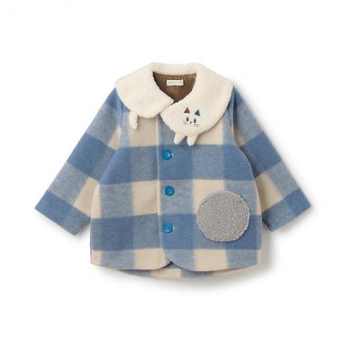 ネコ衿チェックコート