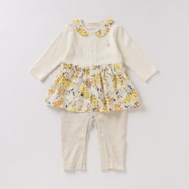 フラワースカート付きカバーオール【日本製】