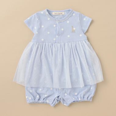 ドット天竺チュールつきショートオール【日本製】