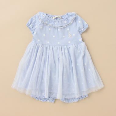 ドット天竺チュールつきワンピーススーツ【日本製】