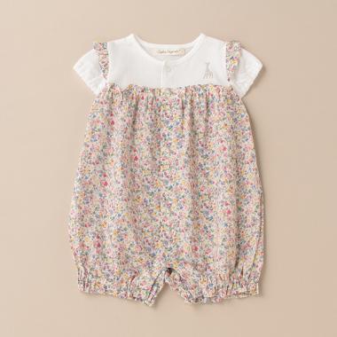 小花柄ローンショートオール【日本製】