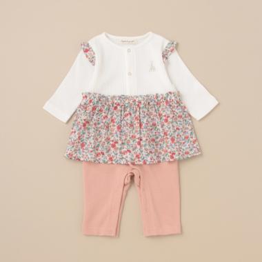 フラワースカートつきカバーオール【日本製】