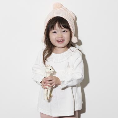 フリル衿スムース長袖Tシャツ【日本製】