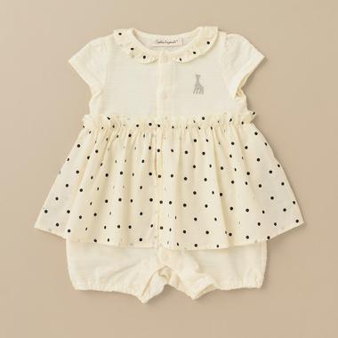 ドット柄ショートオール【日本製】