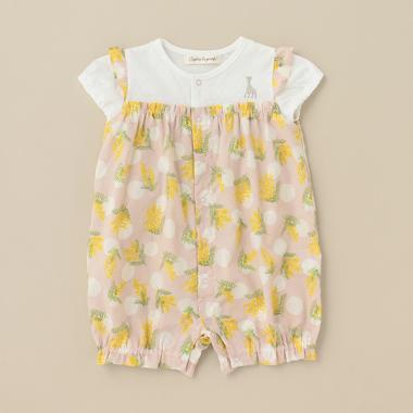 ミモザ柄ショートオール【日本製】