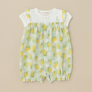 ミモザ柄ショートオール【日本製】