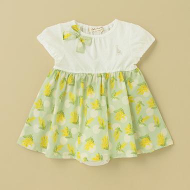 ミモザ柄ワンピーススーツ【日本製】