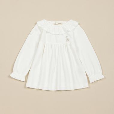 フリル衿スムースブラウス【日本製】