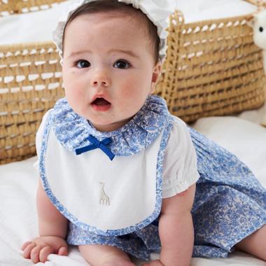 小花柄衿付きスタイ【日本製】