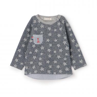 星柄ジャカードレイヤードトレーナー【日本製】