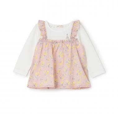 実と葉っぱ柄レイヤードチュニック【日本製】