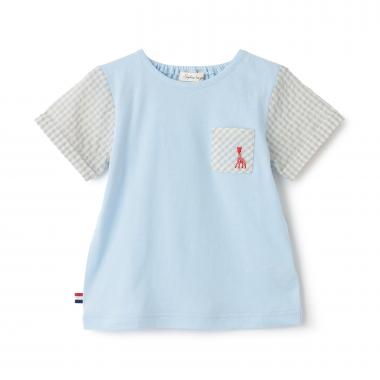 袖チェックサッカー半袖Tシャツ【日本製】
