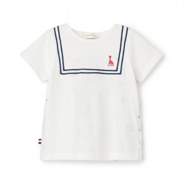 ヨット柄サッカー切り替え半袖Tシャツ【日本製】