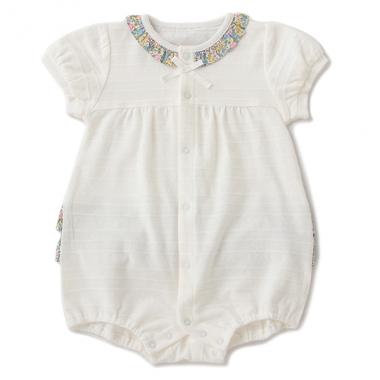 【KISETTE】 天竺ジャカード小花柄ロンパース【日本製】