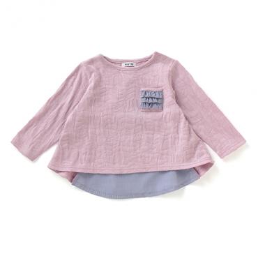 【KISETTE】 フラワー柄天竺ジャカード長袖TEE【日本製】