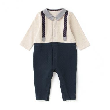 【KISETTE】 キルトジャガードサスペンダーカバーオール【日本製】